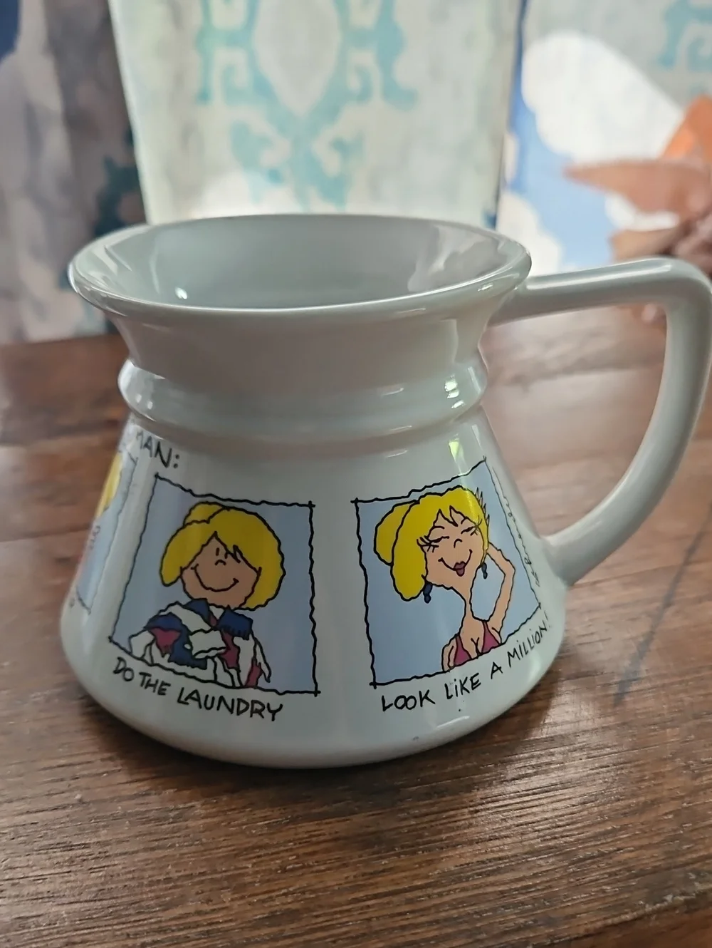 Vintage Cartoon Ceramic Non Spill Coffee Tea Mug Cup